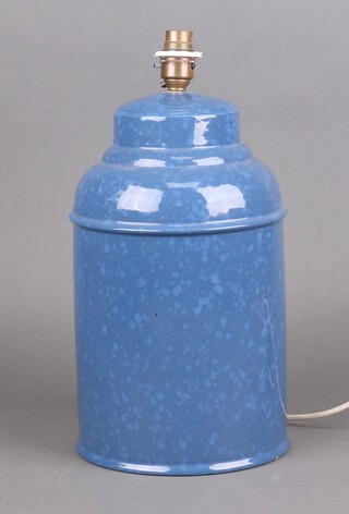 A blue glazed table lamp in the form of a ginger jar 32cm 