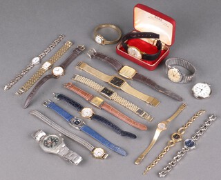 A gentleman's vintage gilt cased Rone automatic calendar wristwatch, boxed and other minor watches