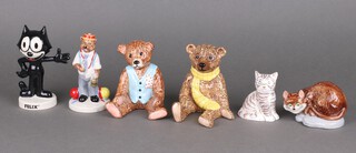 A Beswick figure - Benjamin 1996 11cm, a ditto Archie 1977 11cm, a Wade Millennium Catkins no.8/250 12cm, a ditto Felix 12cm and a Royal Crown Derby  paperweight - Thomas with gold stopper 496/1500 8cm, all boxed and with certificates 