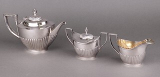 Mappin & Webb, a silver plated 3 piece demi-fluted tea service 