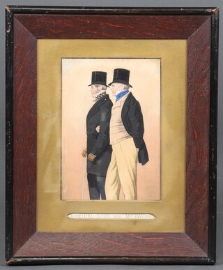 A Victorian over painted print "Admiral Rous and Mr Payne" 20cm x 14cm 