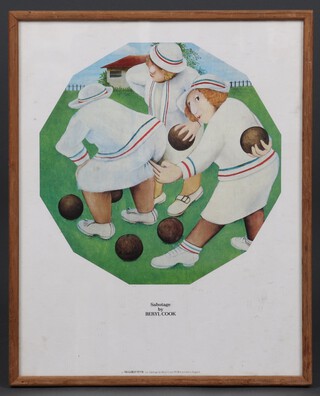 Beryl Cook, print, cartoon study of lady bowlers 34cm x 27cm 