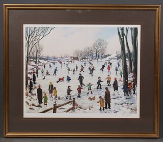 Tom Dodson, artists proof print, an ice skating scene, signed in pencil 36cm x 46cm 