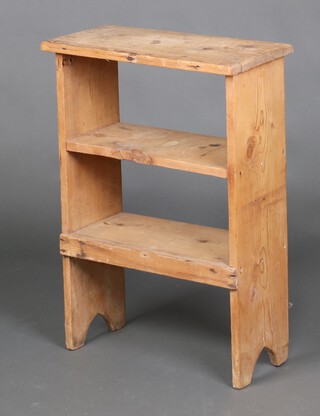 A pine 2 tier bookcase 76cm h x 53cm w x 26cm d 