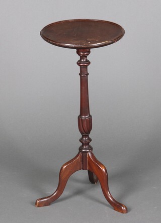 A circular Georgian style wine table on a pillar and tripod base 60cm x 28cm (damage to base) 