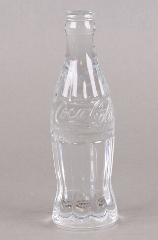 Advertising, a lead crystal glass model of a Coca Cola bottle 20cm, boxed 