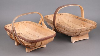 Two Sussex trugs 56cm x 48cm x 29cm and 27cm x 45cm x 26cm 