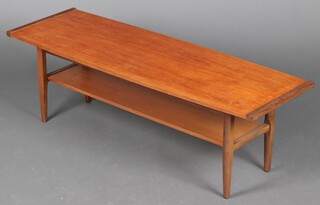 Myer, a mid-century rectangular teak 2 tier coffee table 36cm h x 113cm w x 38cm d 