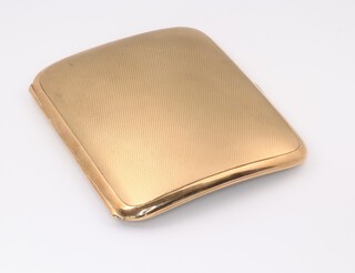 An Art Deco 9ct yellow gold engine turned cigarette case 8cm x 7cm, London 1930, gross weight 51.4 grams 