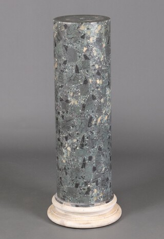 A 20th Century scagliola pedestal column raised on a circular base, 113cm h x 31 cm diam 