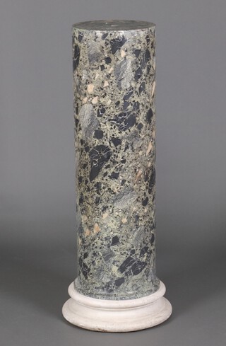A 20th Century scagliola pedestal column raised on a circular base, 114cm h x 31 cm diam 