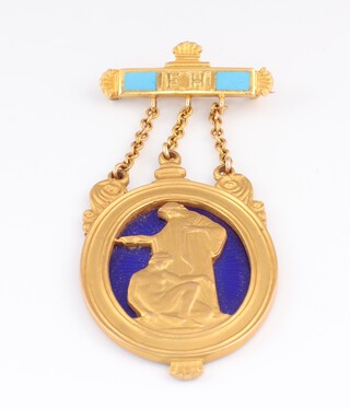 A 1931 9ct yellow gold enamelled Royal Masonic Hospital Governor's jewel with FH on the bar, 13.3 grams 