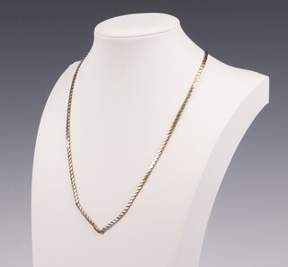 A 9ct 3 colour yellow gold necklace, 45cm, 10.7 grams 