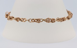 A 9ct yellow gold bracelet 18cm, 3.3 grams 