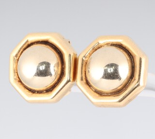 A pair of 9ct yellow gold octagonal pierced ear clips, 5.5 grams 