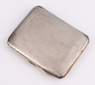 A silver engine turned cigarette case Birmingham 1927, 8cm x 6.5cm, 68 grams 
