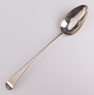 A George III silver basting spoon with engraved initial London 1806, 102 grams 