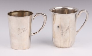 Two German 835 standard silver cups 140 grams, 8cm and 7cm 