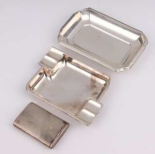 A German 830 standard silver octagonal dish, ditto ashtray and an engine turned vesta, gross weight 136 grams 