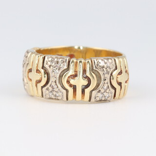 A 14ct yellow gold and diamond set ring, size N, 8.4 grams 