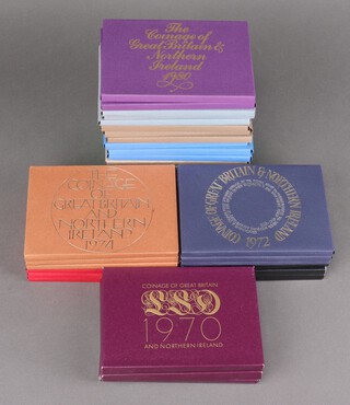 A collection of 32 Great Britain and Northern Ireland uncirculated coin sets 1970 (3), 1971 (3), 1972 (3), 1973 (3), 1974 (3), 1975 (3), 1976 (3), 1977 (3), 1978 (3) 1979 (3) and 1980 (2) 
