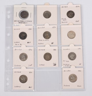 An 1872 second head sixpence and 10 others 