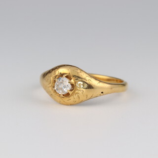 A 14ct yellow gold diamond ring 0.20ct, size N, 3.2 grams 