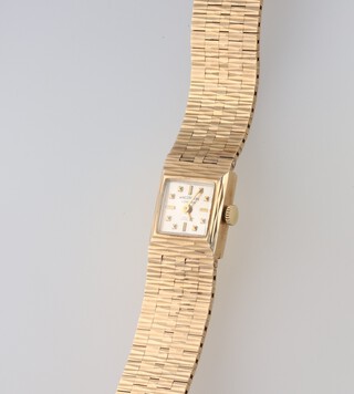 A lady's 9ct yellow gold Wine Gartens wristwatch, contained in a 14mm case, the movement numbered M910464, 31.6 grams including the glass 