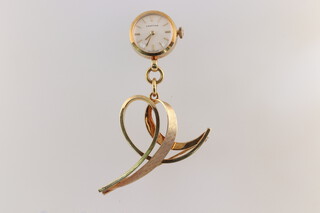A lady's 14ct Certina fob watch on a ditto pin, 8.7 grams including the glass 