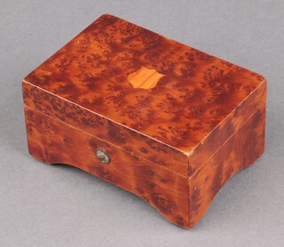 A 20th Century Swiss, 4cm cylinder musical box, contained in a figured walnut case 6cm x 2cm x 8cm 