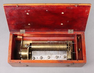 A 19th Century Continental cylinder musical box with 15cm cylinder marked 15046, contained in a walnut case 11cm x 32cm x 14cm 
