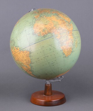 A 1965 Phillips Challenge Globe 44cm, on a turned mahogany base 