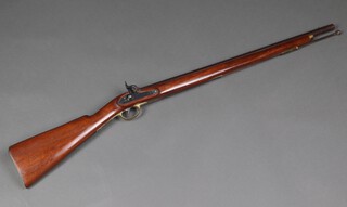 An 19th Century percussion lock muzzle loading sporting gun with 71cm unmarked barrel complete with ram rod 