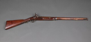 A 19th Century percussion muzzle loading sporting gun, the 70cm barrel marked 360, having a replacement lock, the stock marked 617 