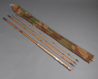 A Hardy, "The Wye" 12'6, 10 line weight, Palakona 3 section split cane salmon fly fishing rod, contained in a khaki cloth case 