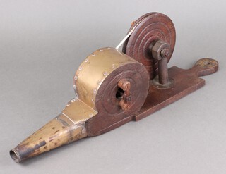 A pair of 19th Century brass and elm peat bellows 15cm x 58cm x 10cm 