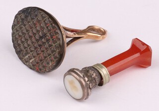 A 19th Century gilt mounted seal together with a hardstone ditto 