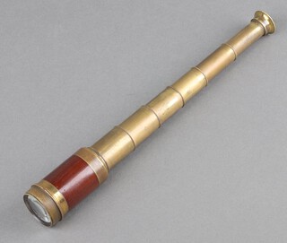 Mawie Paris, a mahogany and brass 6 draw pocket telescope 