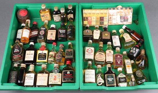 A collection of various miniature malt and blended scotch whisky to including Ballentine's, Talisker, Highland Park, Macallan, Balvenie, Johnnie Walker, etc, in 2 trays 
