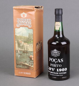 A bottle of 1980 Porto Pocas late bottled vintage port