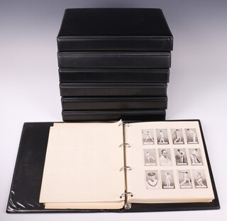 Seven binders of mainly 1930's and onwards cigarette cards to include Gallagher - Famous Cricketers, Wills - Cricketers 1928, John Player & Son - Cricketers 1938, ditto Rules of Lawn Tennis and Speed Way Riders and Famous Beauties 