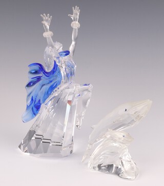 Two Swarovski Crystal glass figure - Magic of Dance Isadora - 2000 19cm and whale and pup base marked 92MST 10cm 