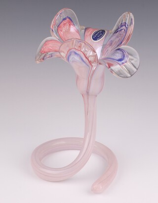 A Murano glass specimen vase in the form of a flower head, labelled Murano Lavorazione 20cm 