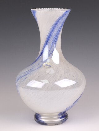 A Murano opaque white and glass club shaped vase 31cm 