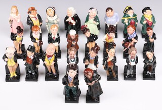 Twenty four Royal Doulton Charles Dickens figures - David Copperfield, Mr Pickwick, Bumble, Little Nell, Tiny Tim, Artful Dodger, Micawber, Sam Weller, Oliver Twist, Mrs Bumble, Fagin, Bill Sykes, Trotty Veck, Sarey Gamp, Scrooge, Captain Cuttle, Stiggins, Pecksniff (base f and f), Fat Boy, Jangle, Dick Swiveller, Uriah Heep, Tony Weller, Buzz Fuzz and 2 1994 limited edition of 1500 Charles Dickens figures HN3448 