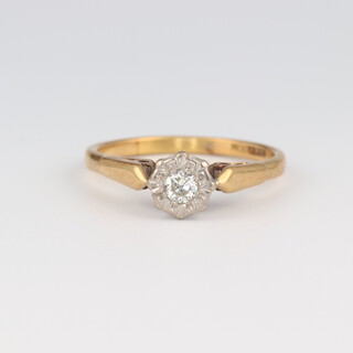 An 18ct single stone diamond ring approx 0.10ct, size P, 3 grams 