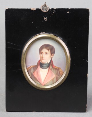Peloux, a 19th Century oval portrait miniature on ivory, of Napoleon Bonaparte 7.5cm x 5.5cm Ivory Exemption Certificate 36T6BUVY