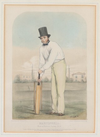 Of cricketing interest, John Corbet Anderson (British 1827-1907), lithograph, Sketches at Lords, Martin Gell Born at Nutfield Surrey 1818, No.4, 21cm x 15cm 