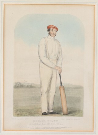 Of cricketing interest, John Corbet Anderson (British 1827-1907), lithograph, Sketches at Lords, Fuller Pilch of Canterbury Born 1803, Height 6ft 1/2", No.7 21cm x 15cm  