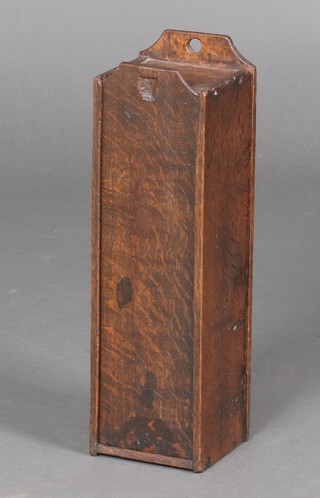 An 18th Century rectangular oak candle box with sliding lid 10cm h x 36cm w x 11cm d 